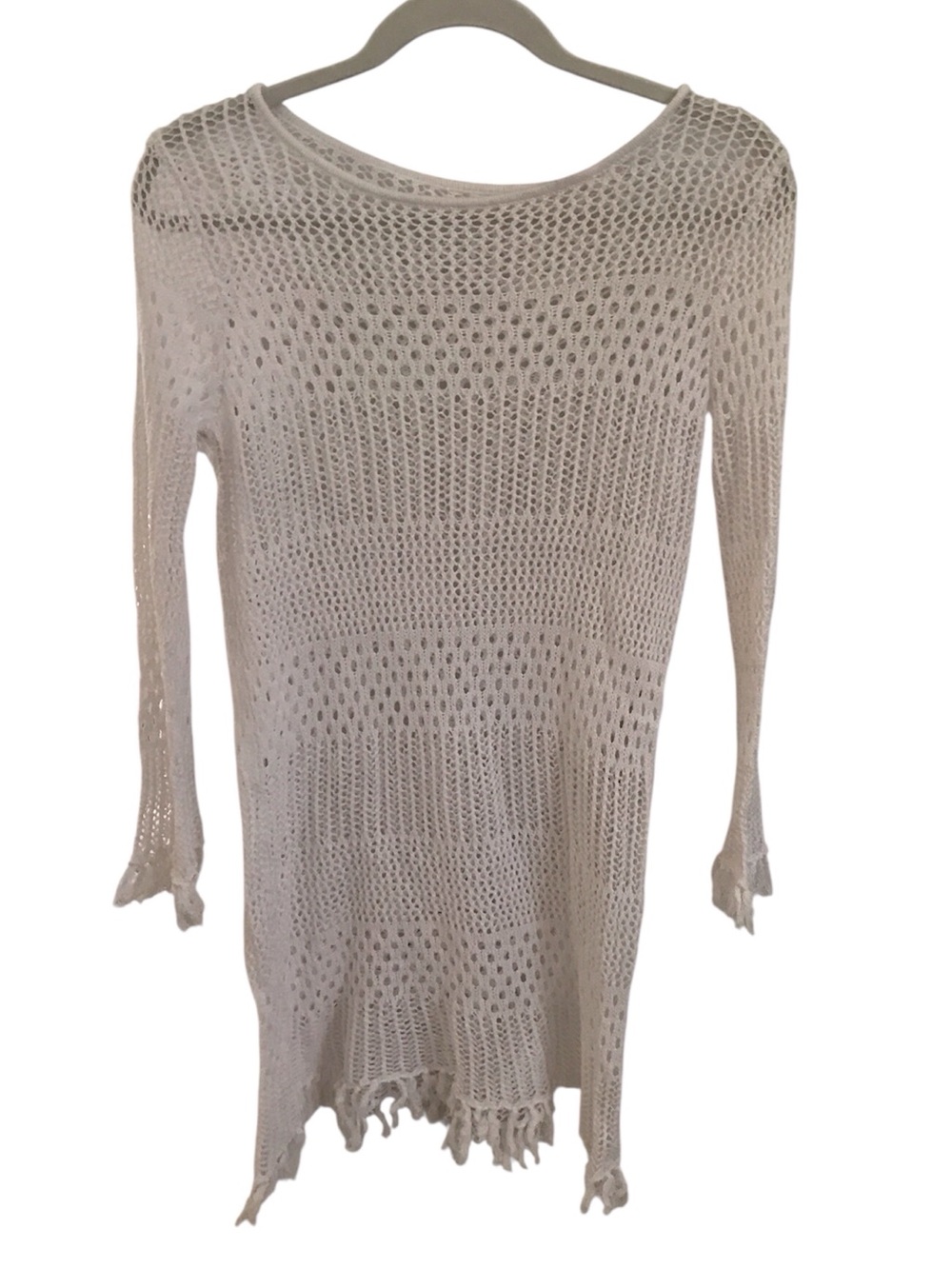 Women’s Open-Knit Beach Sweater Tunic - white